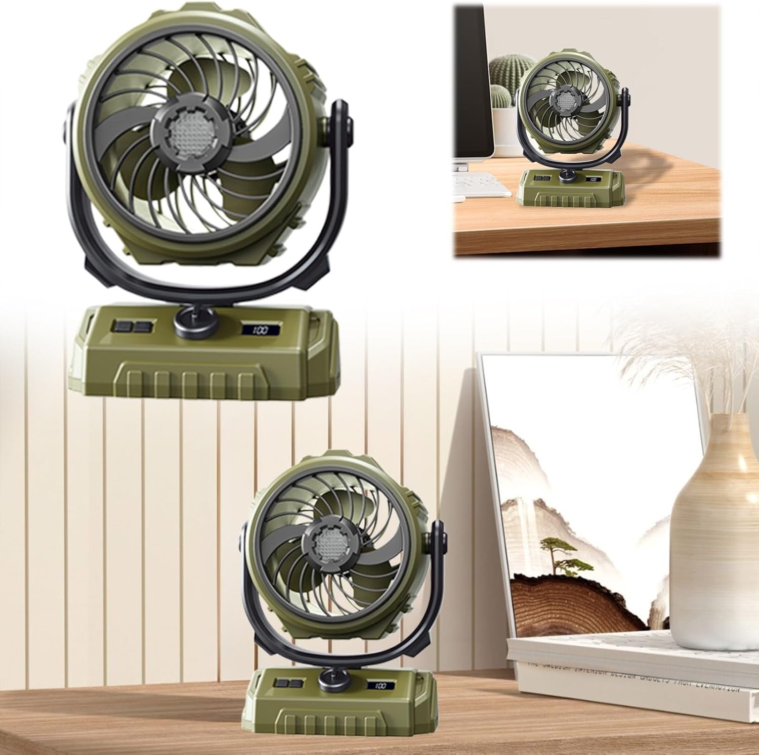 Verilux® 3 in 1 Table Fan with Night Light, 270°Automatic Oscillating Head and 300°Manual Flip, Desktop Fan with 100 Digital Speed Adjustable, with Clip and Power Bank for Home, Office, Camping Verilux® 3 in 1 Table Fan with Night Light, 270°Automatic Oscillating Head and 300°Manual Flip, Desktop Fan with 100 Digital Speed Adjustable, with Clip and Power Bank for Home, Office, Camping